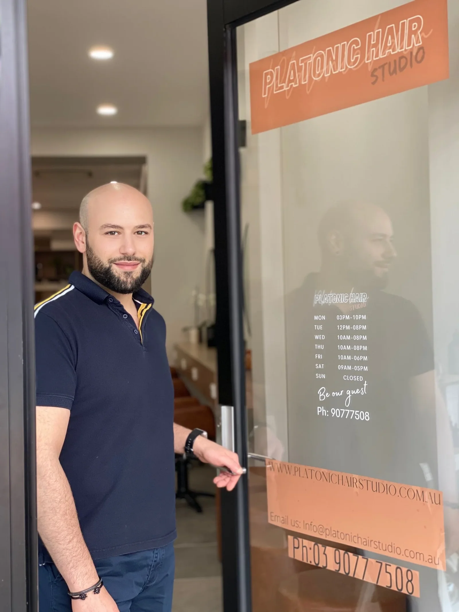 Platonic Hair Studio entrance — 785 Glenferrie Rd, Hawthorn